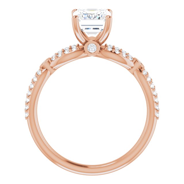 Cubic Zirconia Engagement Ring- The Aashi (Customizable Radiant Cut Design with Infinity-inspired Split Pavé Band and Bezel Peekaboo Accents)