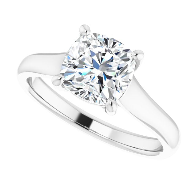 Cubic Zirconia Engagement Ring- The Jewel (Customizable Cushion Cut Cathedral-Prong Solitaire with Decorative X Trellis)