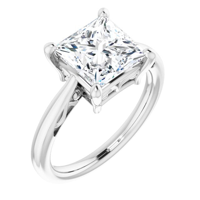 10K White Gold Customizable Princess/Square Cut Solitaire with 'Incomplete' Decorations