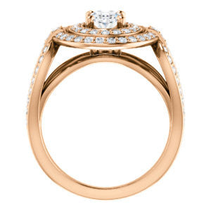 Cubic Zirconia Engagement Ring- The Jill (Oval Cut Double Halo with Ultrawide Split-Pavé Band)