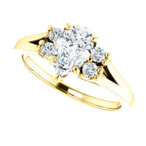 Cubic Zirconia Engagement Ring- The Bianca (Customizable 5-stone Cluster Style with Pear Cut Center)