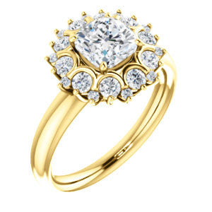 Cubic Zirconia Engagement Ring- The BettyJo (Customizable Cushion Cut featuring Cluster Accent Bouquet)