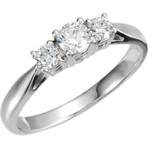 Cubic Zirconia Engagement Ring- The Shannen Oh (0.45 Carat Round Cut 3-Stone Petite Style)