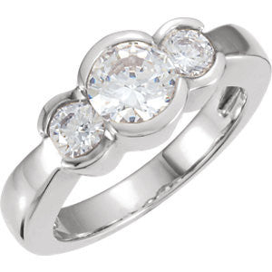 Cubic Zirconia Engagement Ring- The Sienna (Customizable Round Bezel-set 3-stone)