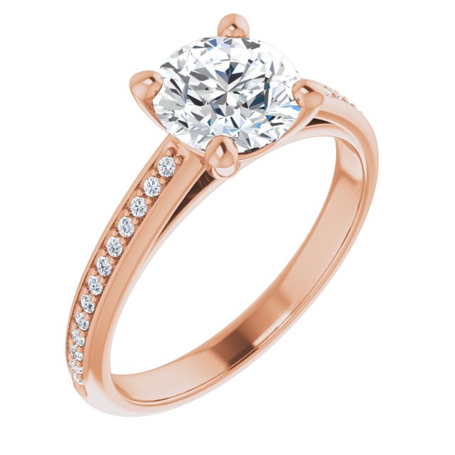 10K Rose Gold Customizable Cathedral-set Round Cut Style with Shared Prong Band