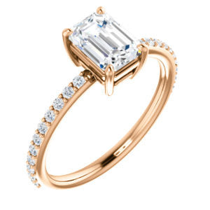 Cubic Zirconia Engagement Ring- The Delilah (Customizable Radiant Cut Petite Style with 3/4 Pavé  Band)