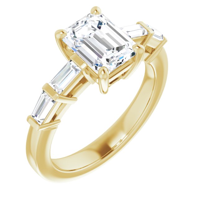 Cubic Zirconia Engagement Ring- The Bodhi (Customizable 9-stone Design with Radiant Cut Center and Round Bezel Accents)