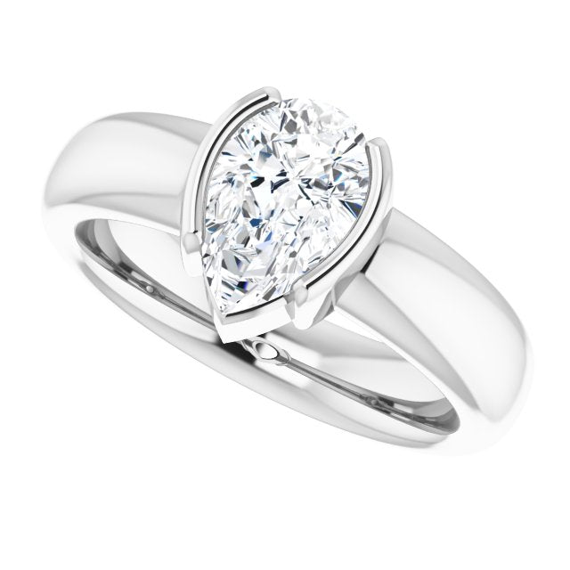 Cubic Zirconia Engagement Ring- The Charlotte (Customizable Bezel-set Pear Cut Solitaire with Thick Band)