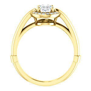 Cubic Zirconia Engagement Ring- The Kady (Customizable Cathedral-set Oval Cut with Semi-Halo)