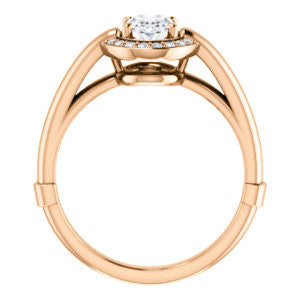 Cubic Zirconia Engagement Ring- The Kady (Customizable Cathedral-set Oval Cut with Semi-Halo)