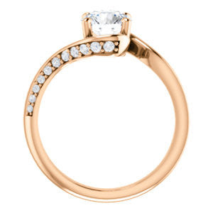 Cubic Zirconia Engagement Ring- The Nicola (Customizable Round Cut Style with Twisting Bypass Band featuring Inset Pavé Accents)