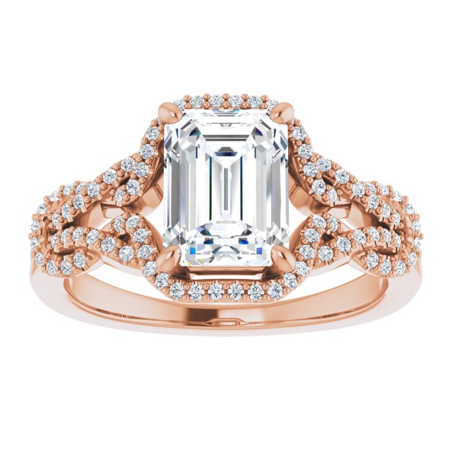 Cubic Zirconia Engagement Ring- The Montana (Customizable Radiant Cut Design with Intricate Over-Under-Around Pavé Accented Band)