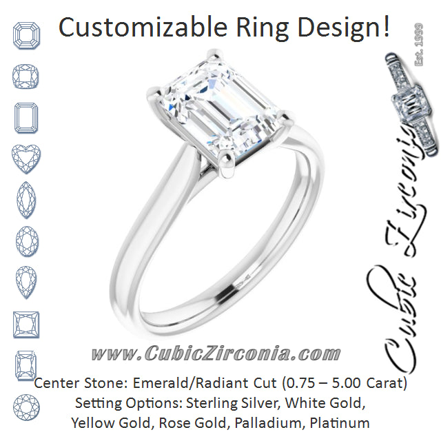 Cubic Zirconia Engagement Ring- The India (Customizable Cathedral-Prong Radiant Cut Solitaire)