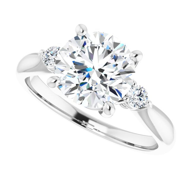 Cubic Zirconia Engagement Ring- The Amariah (Customizable 3-stone Round Cut Design with Twin Petite Round Accents)