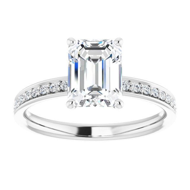 Cubic Zirconia Engagement Ring- The Helena (Customizable Classic Prong-set Radiant Cut Design with Shared Prong Band)