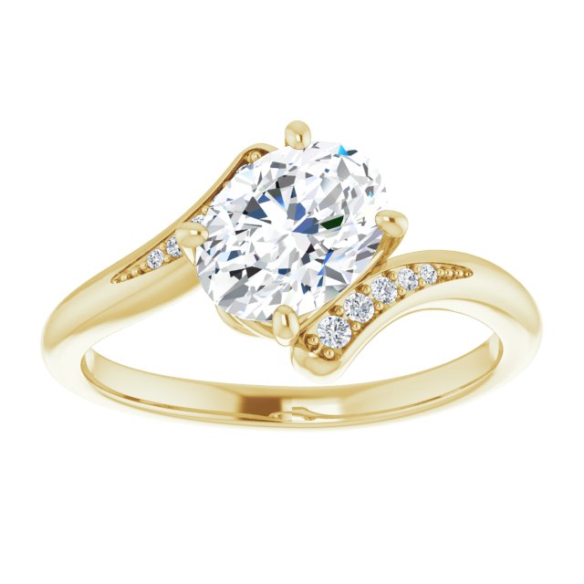 Cubic Zirconia Engagement Ring- The Aina Svanhild (Customizable 11-stone Oval Cut Design with Bypass Channel Accents)