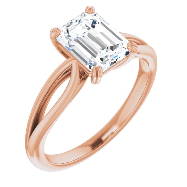 Cubic Zirconia Engagement Ring- The Gayle (Customizable Radiant Cut Solitaire with Wide-Split Band)