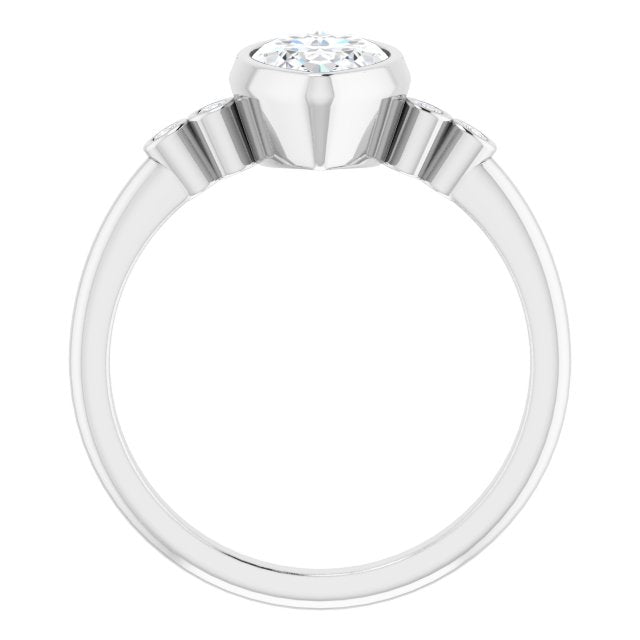 Cubic Zirconia Engagement Ring- The Mandira (Customizable 5-stone Bezel-set Marquise Cut Design with Quad Round-Bezel Side Stones)