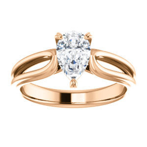 CZ Wedding Set, featuring The Piper engagement ring (Customizable Pear Cut Solitaire with Flared Split-band)