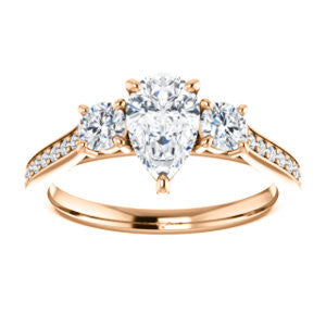 CZ Wedding Set, featuring The Tess engagement ring (Customizable Pear Cut Trellis-Enhanced Bridge Setting with Semi-Pavé Band)