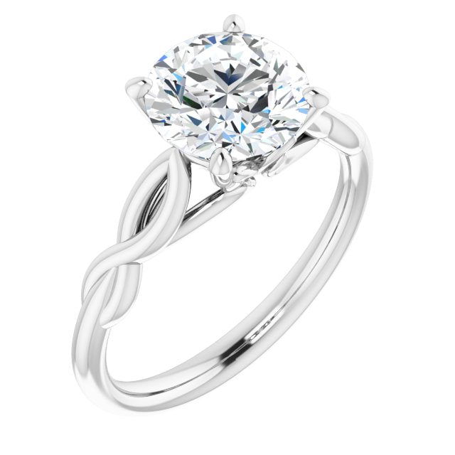 Cubic Zirconia Engagement Ring- The Diamond (Customizable Round Cut Solitaire with Braided Infinity-inspired Band and Fancy Basket)