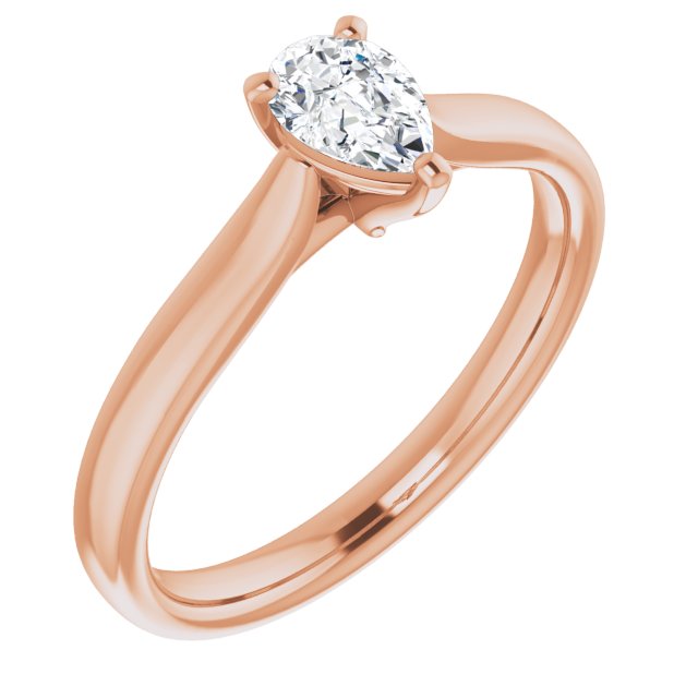 10K Rose Gold Customizable Cathedral-Prong Pear Cut Solitaire