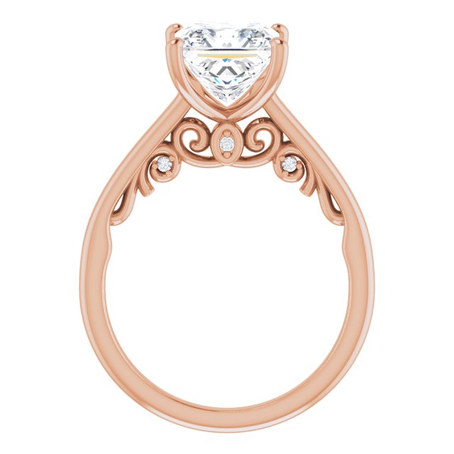 Cubic Zirconia Engagement Ring- The Heilanda (Customizable Cathedral-set Princess/Square Cut Style featuring Peekaboo Trellis Hidden Stones)