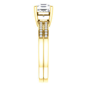 Cubic Zirconia Engagement Ring- The Lyla Ann (Customizable Asscher Cut Design with Wide Double-Pavé Band)
