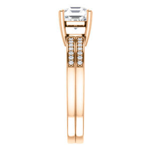 Cubic Zirconia Engagement Ring- The Lyla Ann (Customizable Asscher Cut Design with Wide Double-Pavé Band)