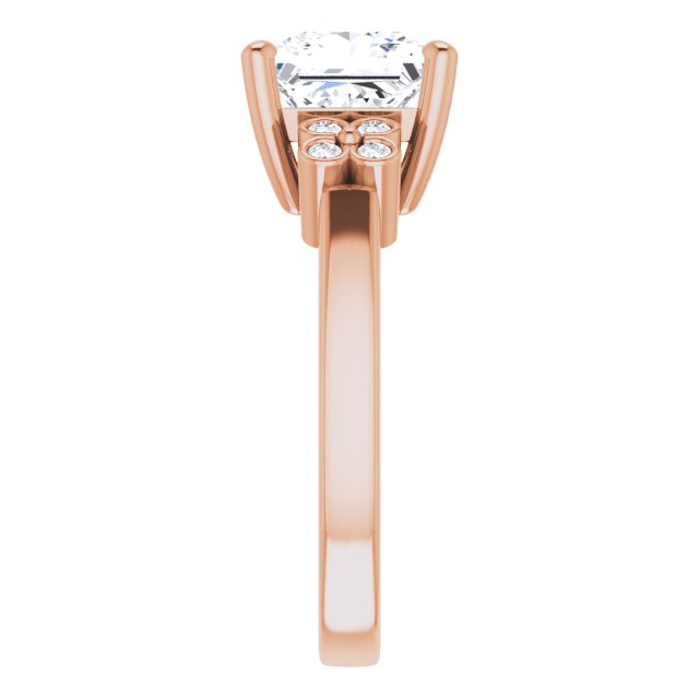 Cubic Zirconia Engagement Ring- The Heidi Grethe (Customizable 9-stone Design with Princess/Square Cut Center and Complementary Quad Bezel-Accent Sets)