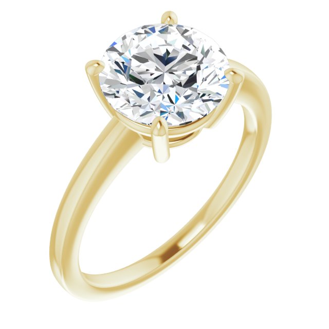 14K Yellow Gold Customizable Bowl-Prongs Round Cut Solitaire with Thin Band