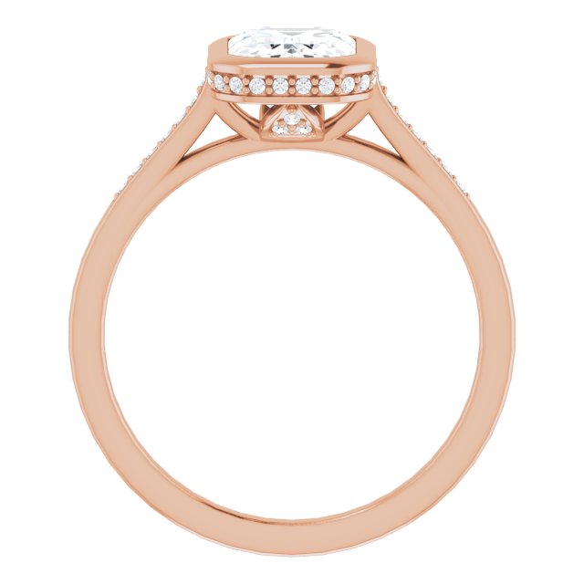 Cubic Zirconia Engagement Ring- The Adalynn (Customizable Cathedral-Bezel Radiant Cut Style with Under-halo and Shared Prong Band)