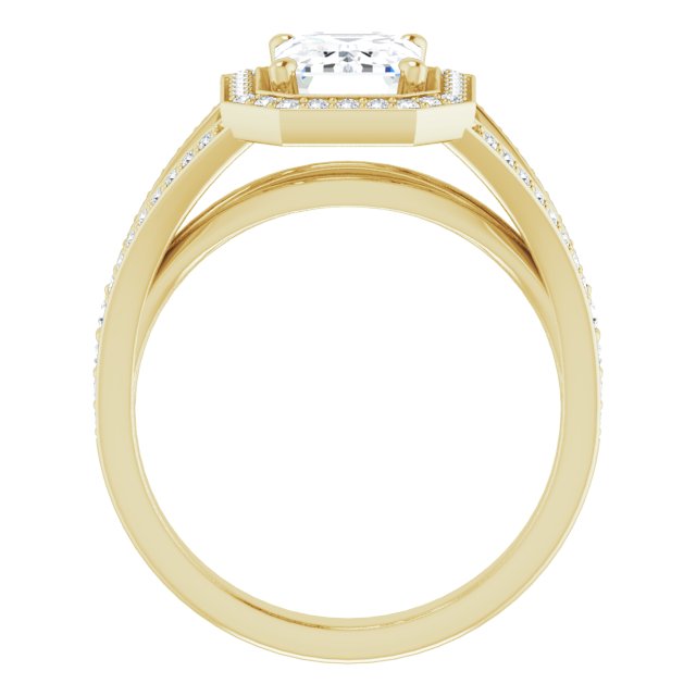 Cubic Zirconia Engagement Ring- The Heather Erin (Customizable Cathedral-Halo Radiant Cut Style featuring Split-Shared Prong Band)