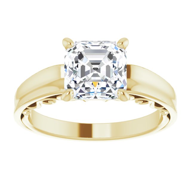 Cubic Zirconia Engagement Ring- The Aliyah Rose (Customizable Asscher Cut Solitaire)