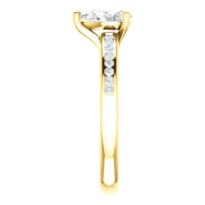 Cubic Zirconia Engagement Ring- The Jazmin Ella (Customizable Pear Cut with Three-sided Filigree and Channel Accents)