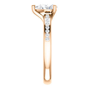 Cubic Zirconia Engagement Ring- The Jazmin Ella (Customizable Pear Cut with Three-sided Filigree and Channel Accents)