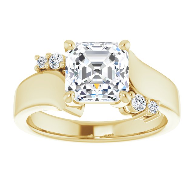 Cubic Zirconia Engagement Ring- The Inez (Customizable 5-stone Asscher Cut Style featuring Artisan Bypass)