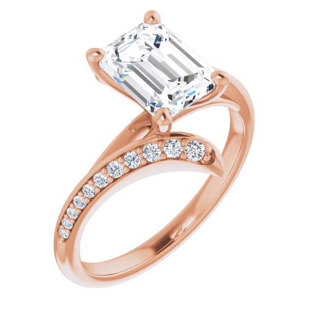Cubic Zirconia Engagement Ring- The Cassy Anya (Customizable Radiant Cut Style with Artisan Bypass and Shared Prong Band)