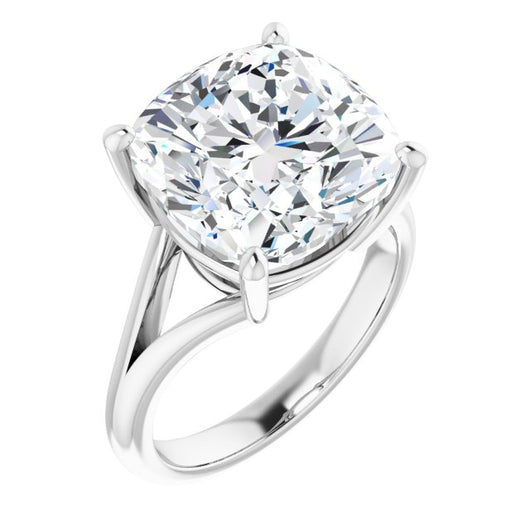 10K White Gold Customizable Cushion Cut Solitaire with Tapered Split Band