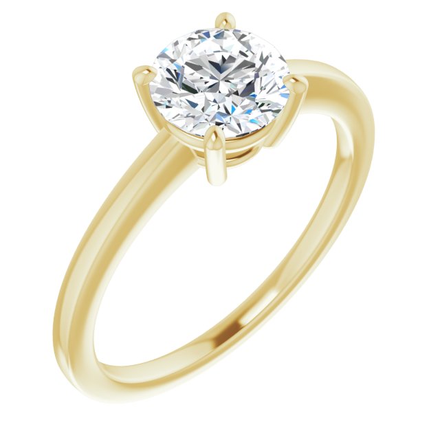 10K Yellow Gold Customizable Bowl-Prongs Round Cut Solitaire with Thin Band