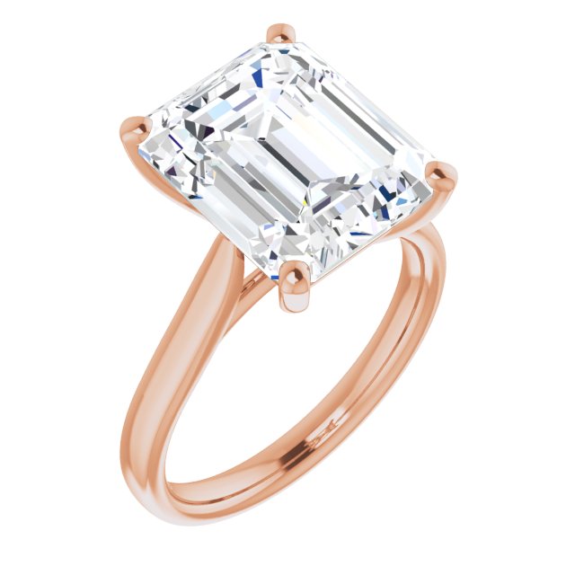 10K Rose Gold Customizable Cathedral-Prong Emerald/Radiant Cut Solitaire