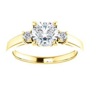 Cubic Zirconia Engagement Ring- The Jacqueline (Customizable Round Cut 3-stone with Thin Band and Dual Round Prong Accents)