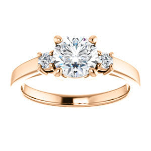 Cubic Zirconia Engagement Ring- The Jacqueline (Customizable Round Cut 3-stone with Thin Band and Dual Round Prong Accents)