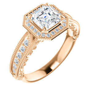 Cubic Zirconia Engagement Ring- The Zöe (Customizable Vintage Asscher Cut Greek Goddess Design)