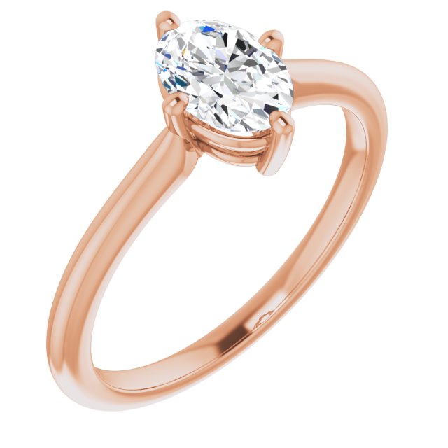 10K Rose Gold Customizable Oval Cut Solitaire with Raised Prong Basket