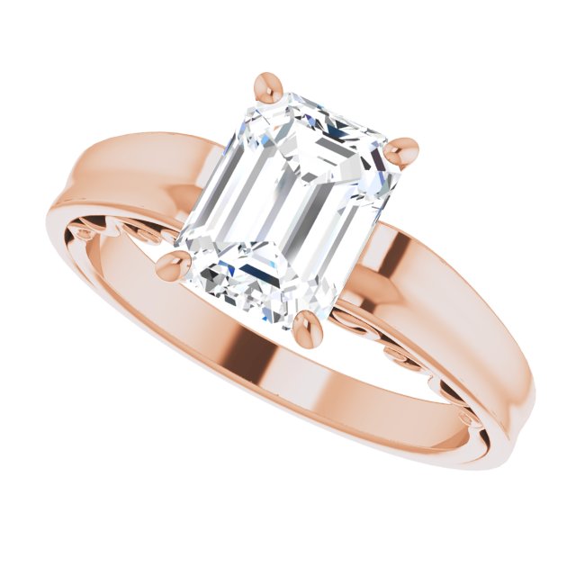Cubic Zirconia Engagement Ring- The Aliyah Rose (Customizable Radiant Cut Solitaire)