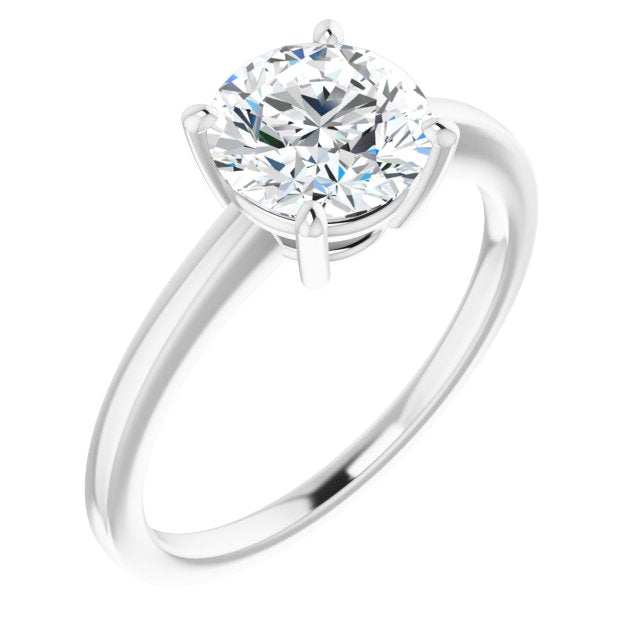 10K White Gold Customizable Bowl-Prongs Round Cut Solitaire with Thin Band