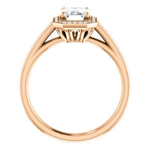 Cubic Zirconia Engagement Ring- The Laila Jean (Customizable Cathedral-set Emerald Cut with Halo and Thin Pavé Band)