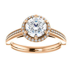 Cubic Zirconia Engagement Ring- The Letitia (Customizable Cathedral-set Round Cut Halo Style with Pavé Band)