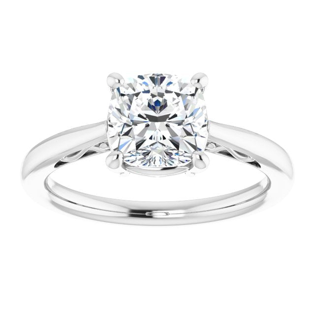 Cubic Zirconia Engagement Ring- The Abbey Ro (Customizable Cushion Cut Solitaire with 'Incomplete' Decorations)